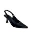 357235 Gold Buckle Pointed Toe Stoned Open Back Heeled Shoes - 2