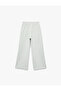 Elastic Waist Viscose Blend Wide Leg School Trousers with Pockets - 4