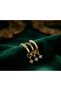 Women's Gold Color Pearl and Zircon Stone Star Dangle Hoop Cartilage Earrings - 3
