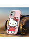 iPhone 13 Compatible Case Camera Protector Pink Silicone Couple Phone Case with Kitty Pattern - 6