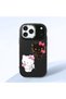 iPhone 17 Pro Compatible Case with Camera Protector Black Silicone Couple Phone Case with Kitty Pattern