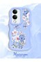 Vivo Y29S Compatible Case Camera Protector Blue Silicone Couple Phone Case Floral Pattern - 2