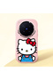 Vivo X300 Pro Compatible Case Camera Protector Pink Silicone Couple Phone Case with Kitty Pattern