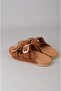 Seç 4206 Double Buckle Genuine Leather Men's Slippers Tan Suede - 5