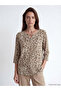 Original Oval Collar Patterned Blouse