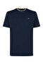 Men's Regular Cut Logo Detailed Round Neck Cotton Short Sleeve Navy Blue T-Shirt