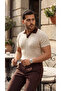 Men's Patterned Short Sleeve Knitwear T-Shirt - 100% Cotton Acrylic - 2