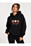 Floral Printed Hooded 2 Thread Threaded Sweatshirt