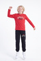 Boy's Round Neck Top and Bottom Set with Print Detail and Elastic Cuffs - 5