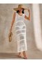 Women's V-Neck Detailed Cotton Knitwear Beach Dress - 4