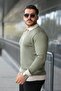 Men's Long Sleeve Knitwear with Sleeve and Collar Detailing