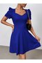 Women's Short Sleeve V-Neck Kilos Mini Imported Crepe Dress - 2