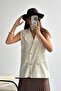 Linen Vest with Gold Buttons - Raw - 3