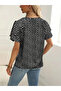 Women's Short Sleeve Flounce Sleeves Printed Single Jersey Blouse - 4