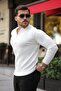 Men's Zippered Crew Neck Textured Long Sleeve Knitwear - 2