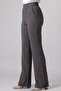 Women's Gray Bubble Fabric Elastic Waist Flared Trousers - 3