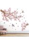Cherry Blossom Wall Stickers for Bedroom: Peel and Stick Pink Flower Bird Tree Branch Wall Decals - Living Room Bathroom for All Adults - 2