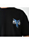 Unisex Crew Neck Printed Oversize T-Shirt - Black - 3