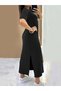 Women's Short Sleeve Crew Neck Side Slit Viscose Dress - 5