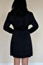 Women's Black Patterned Jacquard Shirt Dress Long Sleeve Gathered Waist Mini - 4