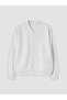 Ecru High Collar Girls' Zippered Sweatshirt
