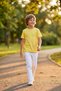 Boy's T-Shirt Yellow Short Sleeve T-Shirt Basic Anti-Sweat Flexible Fabric 100% Cotton Seasonal Tshirt Plain Unprinted (2-13 Years) - 4