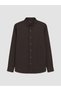 Vizyon New Season Brown Regular Fit Gabardine Men's Shirt - 4