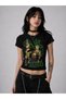 Women's Slim Fit Crop T-Shirt Anime Character Printed Stretchy Cotton Daily Casual Basic Summer Blouse