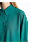 Green Plain Long Sleeve Oversize Gofre Women's Shirt - 3