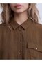 Özmarka New Season Brown Women's Shirt with Tie at the Waist - 3