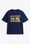 Navy Blue 100% Cotton Oversized Plus Size Men's Printed T-Shirt - 3XL 4XL 5XL 6XL 7XL 8XL 9XL 10XL 11XL T-Shirt - Relaxed Fit - 5