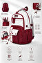 Burgundy Unisex School Backpack with Accessories Primary School - Middle School - High School - 4