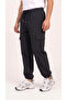Men's Black Cargo Pocket Thin Parachute Fabric Pants, Comfortable Fit Baggy with Adjustable Leg Clips - 4