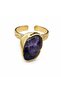 Natural Amethyst Stone Adjustable Women's Ring – Gold Color Textured Design