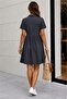 Women's Short Sleeve V-Neck Gathered Waist Viscose Two-Thread Short Dress - 3