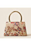 Valley Ethnic Pattern Glittery Shoulder Bag Beige - 3