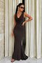 Women's strappy degaje neck long sandy dress - 2