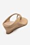 Alizee Light Beige Suede Flip-Flop Buckle Women's Mini Wedge Heeled Slippers - 5