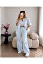 Blue Slim Denim Shirt and Pants Two-Piece Set - 5