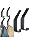 Six black wall-mounted coat hooks, can be drilled or screwed in, modern coat hangers for hanging jackets, coats, and hats.