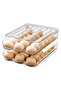Automatic scrolling refrigerator egg rack, large capacity egg storage box tray, stackable, transparent (2 layers)