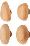 Wooden wall hooks, 4-piece set of natural wood coat hooks, pebble-shaped decorative hooks, suitable for hanging towels, clothes and bags.