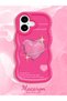 iPhone 17 Compatible Silicone Phone Case with Sweet Pink Heart Motifs, Three Color Options