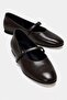 Women's Belted Ballerinas Brown Crinkled