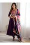 Purple Cotton Gown Bottom & Dupatta - HRT4396 | Purple-Size:2XL-44-Inches - 3