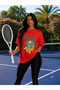 Unisex Oversize Tennis Printed T-Shirt 100% Cotton Tennis Themed Comfortable Fit Short Sleeve T-Shirt