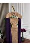 Navy Blue Evening Dress with Chiffon Beading - 7