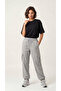 Women's Gray Oversize Parachute Fabric Slim Trousers with Cargo Pockets, Comfortable Fit Baggy with Adjustable Leg Clips - 4