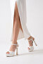 White Bridal Shoes Platform Heels Ankle Strap High Heel Wedding Shoes - 4