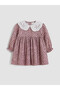 Ozmarka New Season Black Baby Collar Floral Girl's Pleated Dress